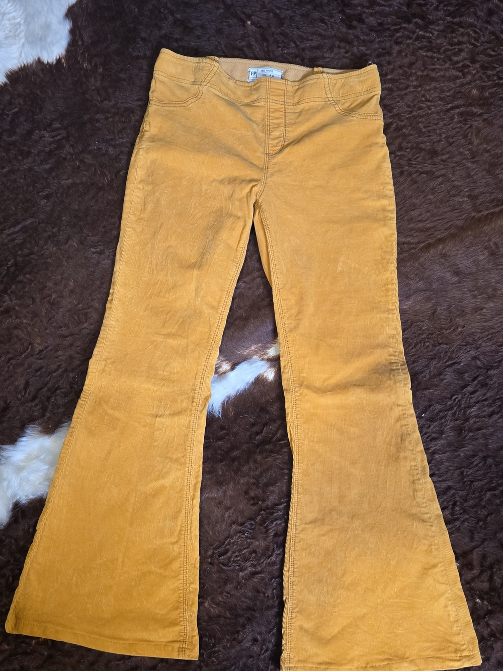Free People We The Free Penny Pull-On Corduroy Flare Pants Mustard W29